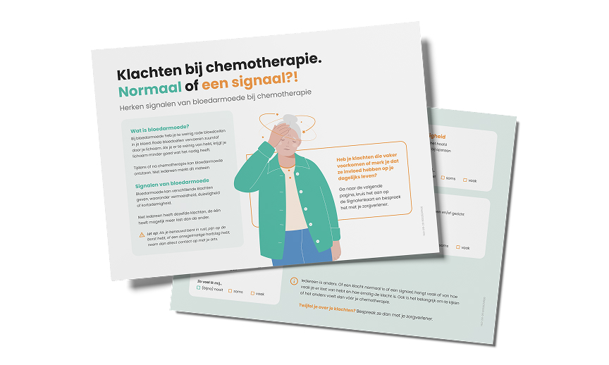 Signalenkaart bladzijden met afbeelding duizelige vrouw